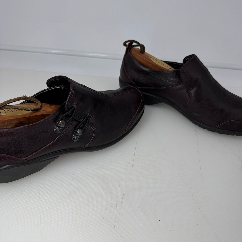 Romika Loafers Women 38 Burgundy 7.5 Leather Slip On Low Wedge Comfort Casual - Picture 3 of 11